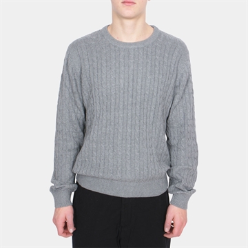 Grunt Kabelstrik Sweater Tue Grey Melange